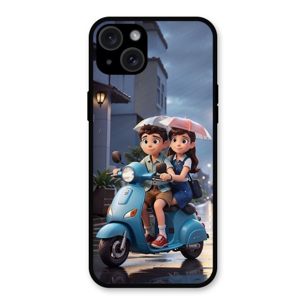 Cute Teen Scooter Metal Back Case for iPhone 15 Plus