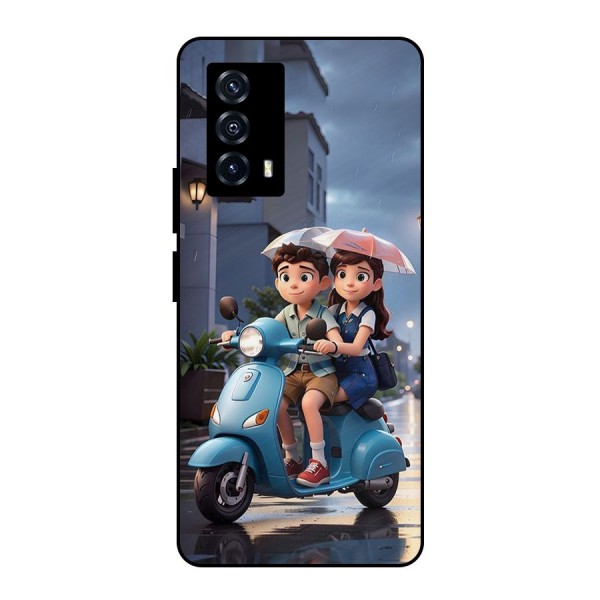 Cute Teen Scooter Metal Back Case for iQOO Z5