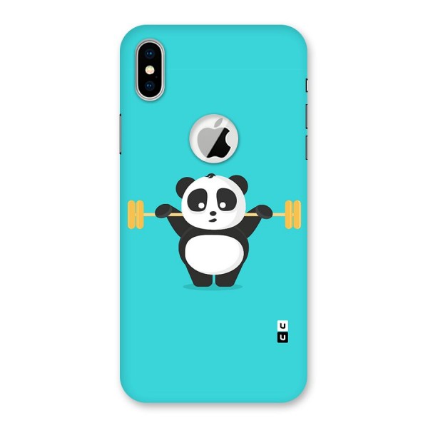 Cute Weightlifting Panda Back Case for iPhone XS Logo Cut