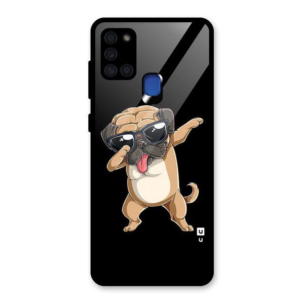 Dab Cool Dog Glass Back Case for Galaxy A21s