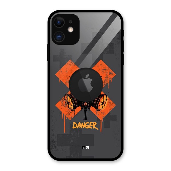 Danger Mask Glass Back Case for iPhone 11 Logo Cut