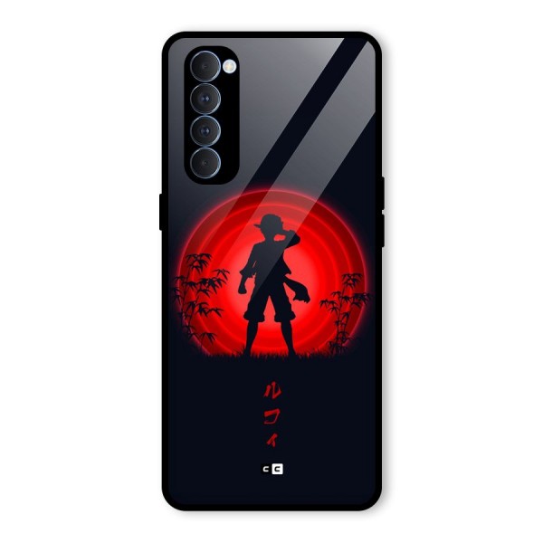 Dark Red Luffy Glass Back Case for Oppo Reno4 Pro