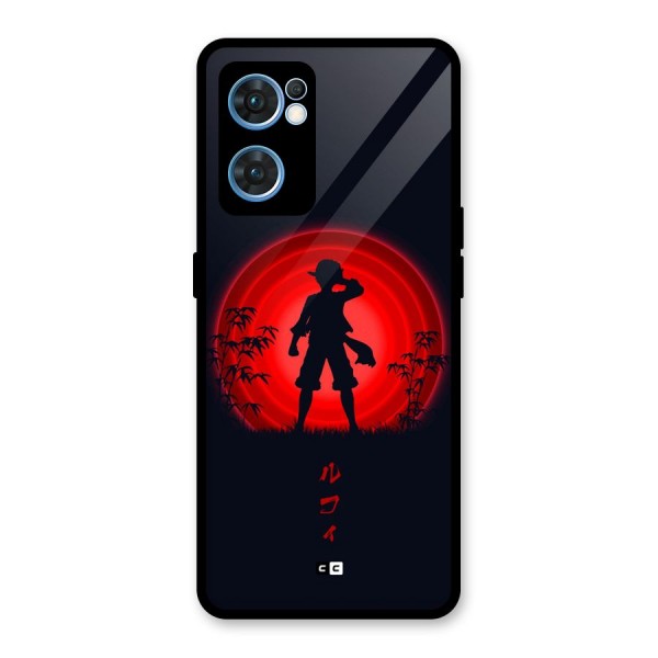 Dark Red Luffy Glass Back Case for Oppo Reno7 5G