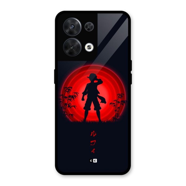 Dark Red Luffy Glass Back Case for Oppo Reno8 5G