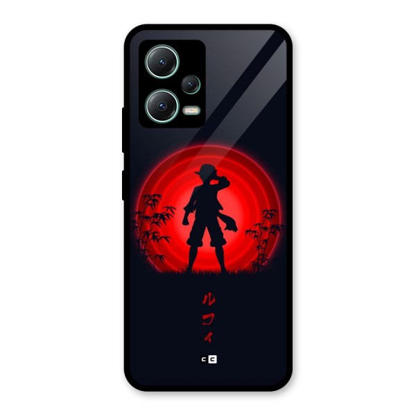 Dark Red Luffy Glass Back Case for Poco X5