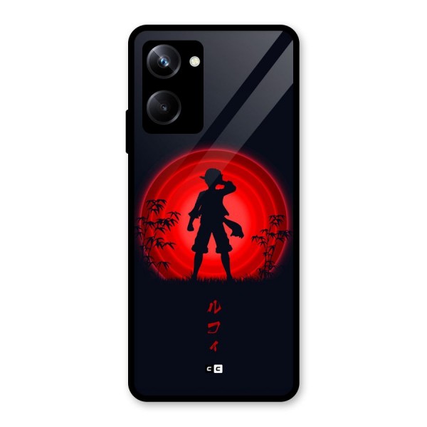 Dark Red Luffy Glass Back Case for Realme 10 Pro