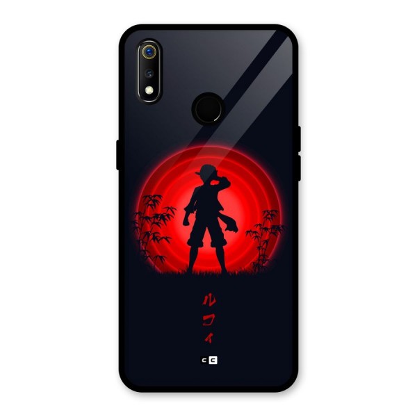 Dark Red Luffy Glass Back Case for Realme 3