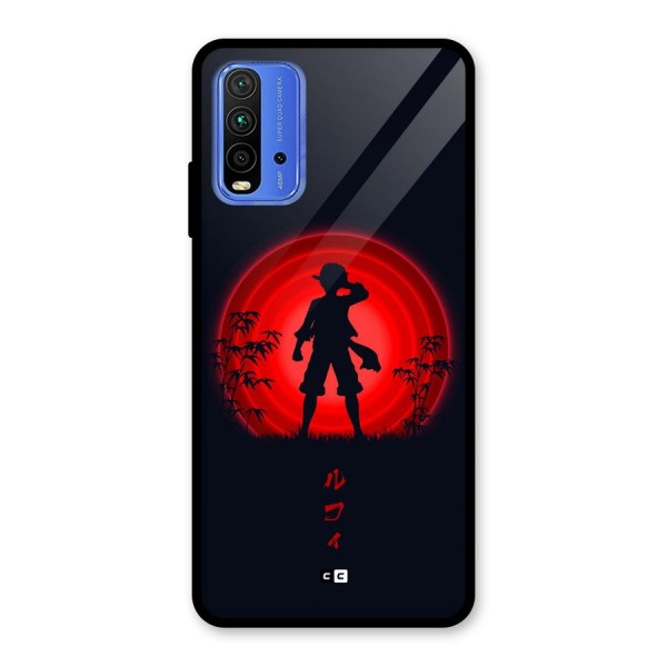 Dark Red Luffy Glass Back Case for Redmi 9 Power