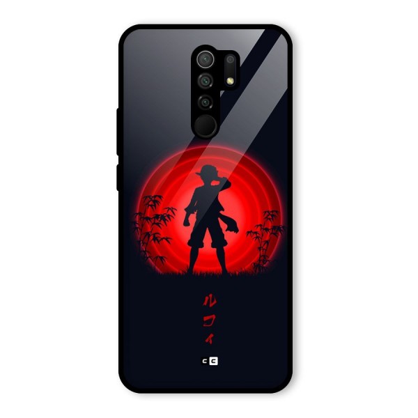 Dark Red Luffy Glass Back Case for Redmi 9 Prime