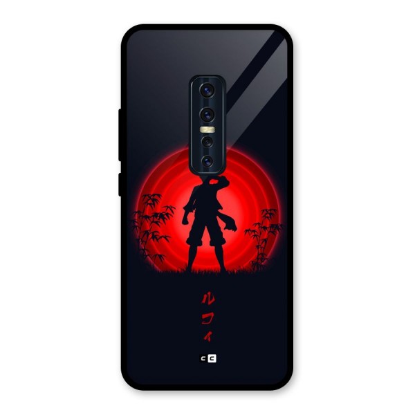 Dark Red Luffy Glass Back Case for Vivo V17 Pro