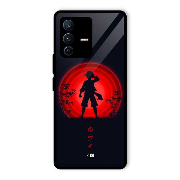 Dark Red Luffy Glass Back Case for Vivo V23 Pro