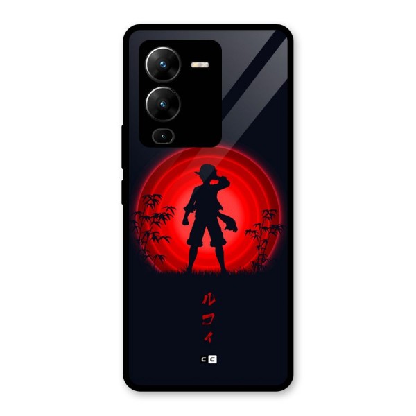 Dark Red Luffy Glass Back Case for Vivo V25 Pro