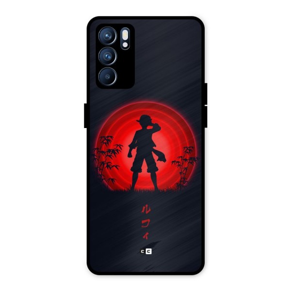 Dark Red Luffy Metal Back Case for Oppo Reno6 5G