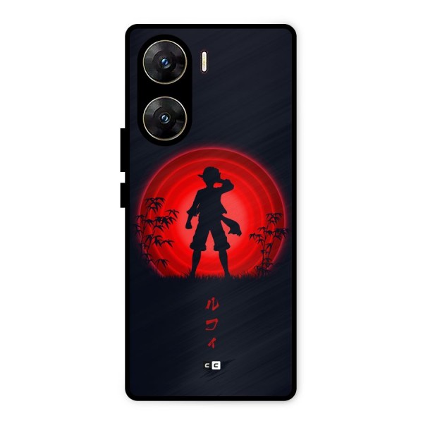 Dark Red Luffy Metal Back Case for Vivo V29e