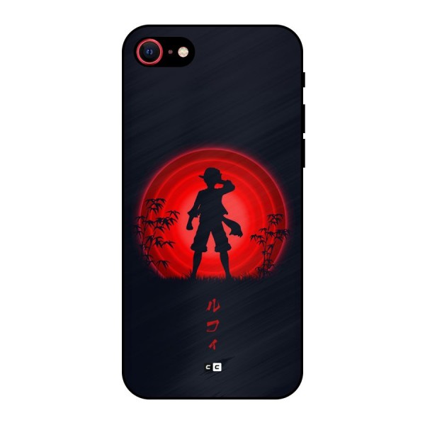Dark Red Luffy Metal Back Case for iPhone 8