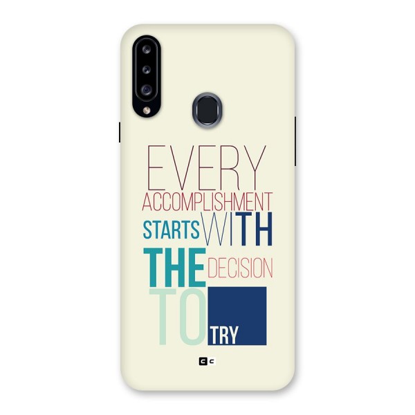 Decision To Try Back Case for Galaxy A20s