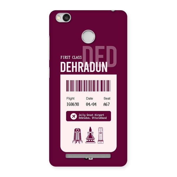 Dehradun Boarding Pass Back Case for Redmi 3S Prime