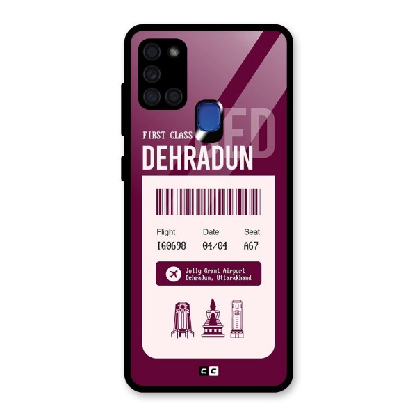 Dehradun Boarding Pass Glass Back Case for Galaxy A21s