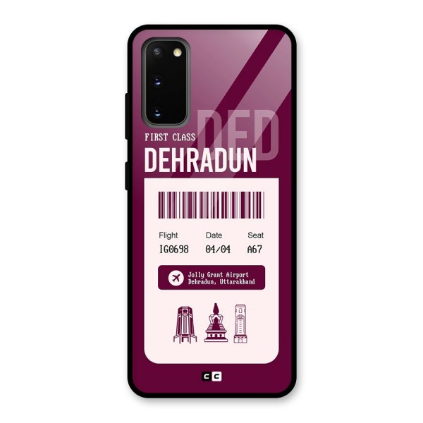 Dehradun Boarding Pass Glass Back Case for Galaxy S20