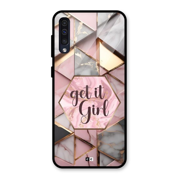 Diamond Girl Glass Back Case for Galaxy A50