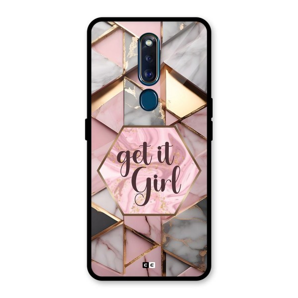 Diamond Girl Glass Back Case for Oppo F11 Pro