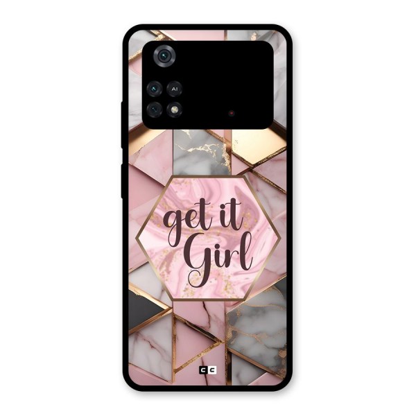 Diamond Girl Glass Back Case for Poco M4 Pro 4G