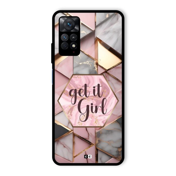 Diamond Girl Glass Back Case for Redmi Note 11 Pro