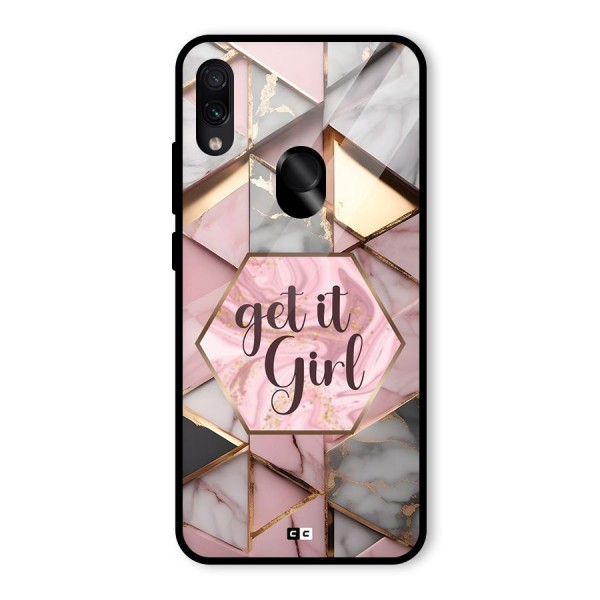 Diamond Girl Glass Back Case for Redmi Note 7