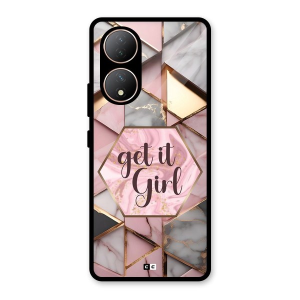 Diamond Girl Glass Back Case for Vivo T2