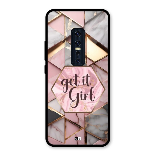 Diamond Girl Glass Back Case for Vivo V17 Pro