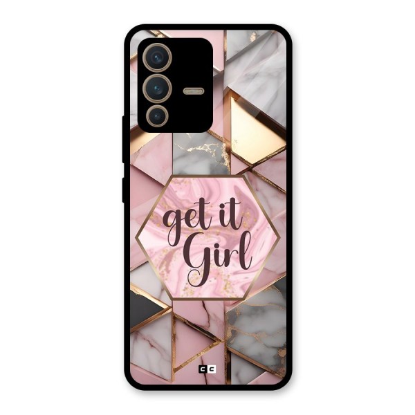 Diamond Girl Glass Back Case for Vivo V23 5G