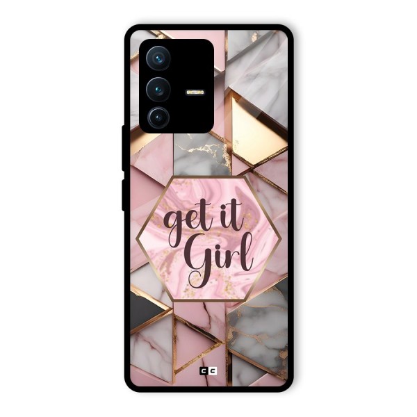 Diamond Girl Glass Back Case for Vivo V23 Pro