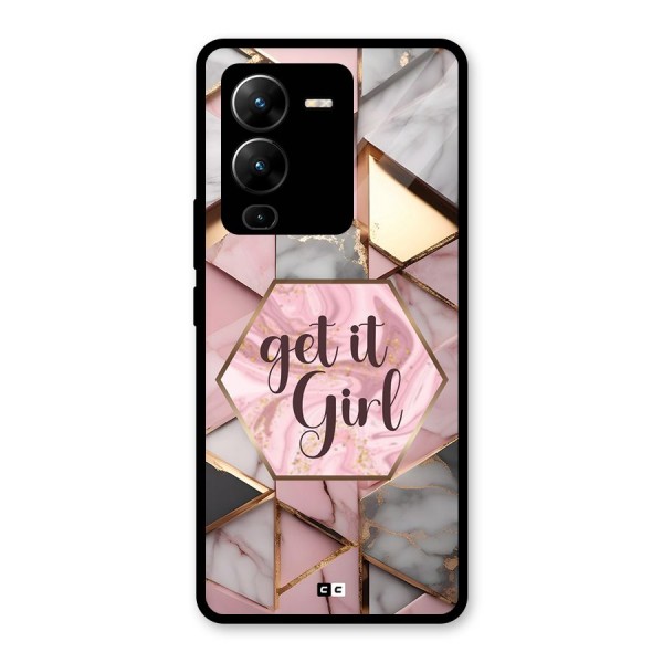 Diamond Girl Glass Back Case for Vivo V25 Pro