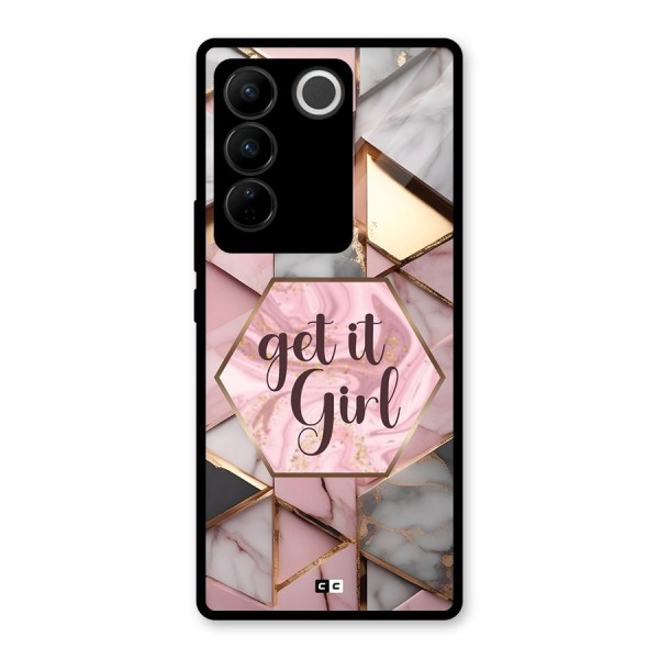 Diamond Girl Glass Back Case for Vivo V27 Pro