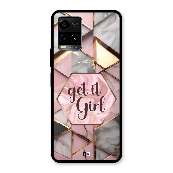 Diamond Girl Glass Back Case for Vivo Y21A