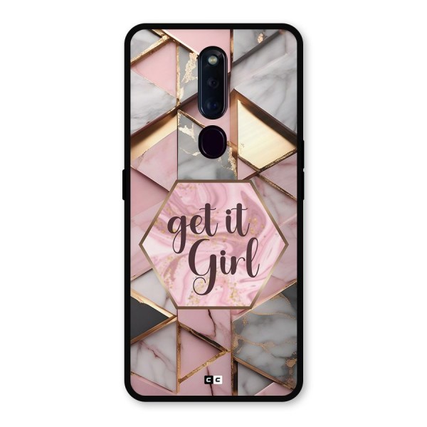 Diamond Girl Metal Back Case for Oppo F11 Pro