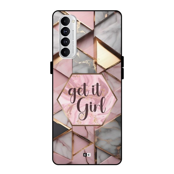 Diamond Girl Metal Back Case for Oppo Reno4 Pro