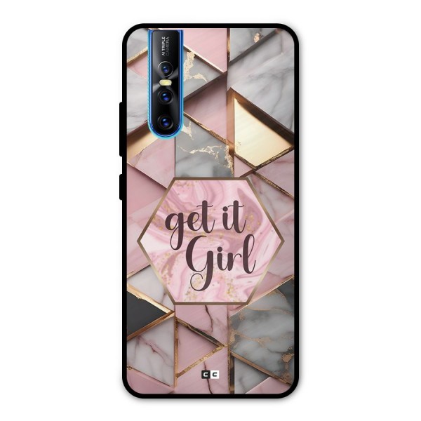 Diamond Girl Metal Back Case for Vivo V15 Pro