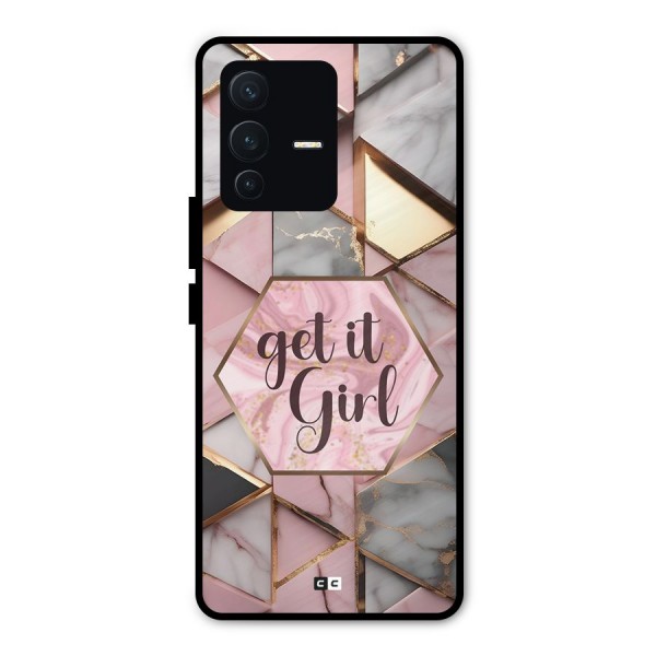 Diamond Girl Metal Back Case for Vivo V23 Pro