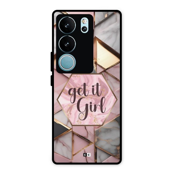 Diamond Girl Metal Back Case for Vivo V29 Pro