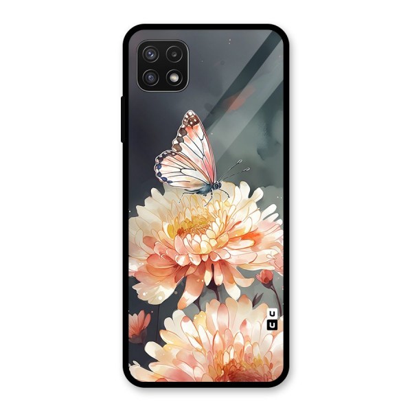 Digital Art Butterfly Flower Glass Back Case for Galaxy A22 5G