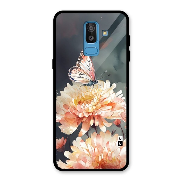 Digital Art Butterfly Flower Glass Back Case for Galaxy J8