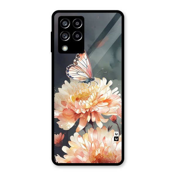 Digital Art Butterfly Flower Glass Back Case for Galaxy M53 5G