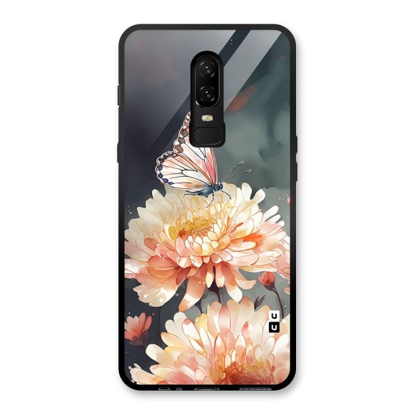 Digital Art Butterfly Flower Glass Back Case for OnePlus 6