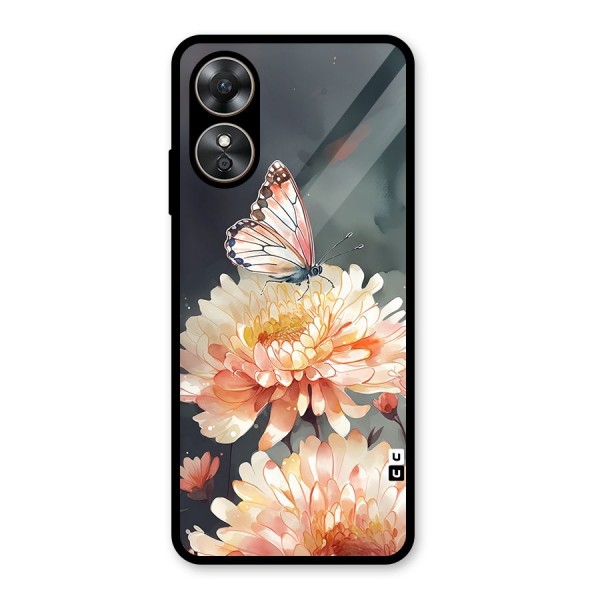 Digital Art Butterfly Flower Glass Back Case for Oppo A17