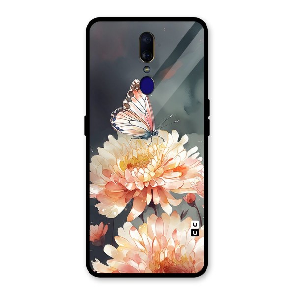 Digital Art Butterfly Flower Glass Back Case for Oppo F11