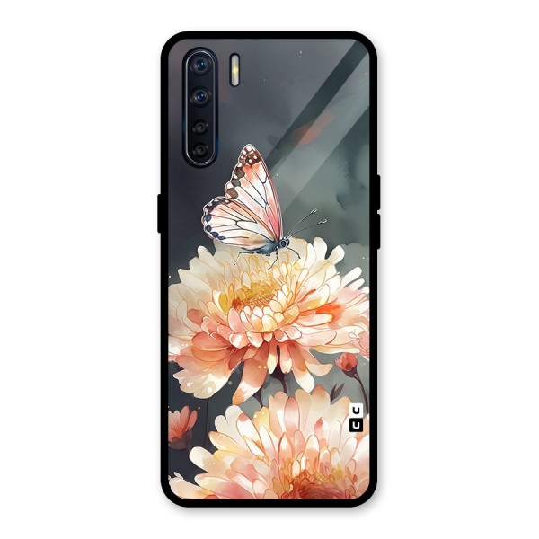 Digital Art Butterfly Flower Glass Back Case for Oppo F15