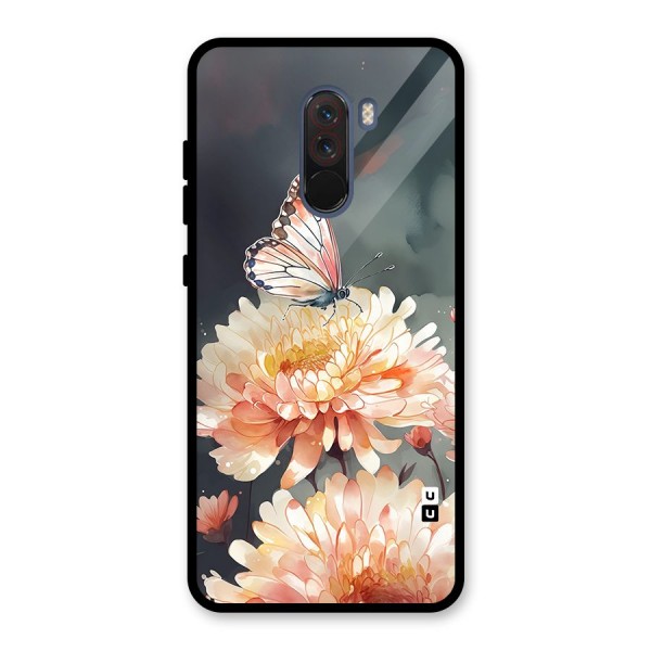 Digital Art Butterfly Flower Glass Back Case for Poco F1