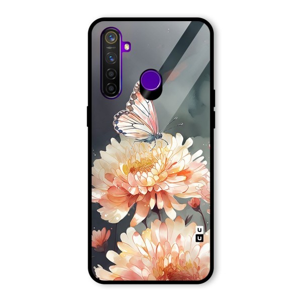 Digital Art Butterfly Flower Glass Back Case for Realme 5 Pro