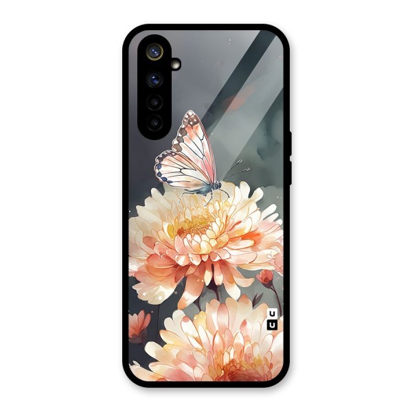 Digital Art Butterfly Flower Glass Back Case for Realme 6